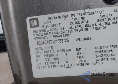 2002 Chevrolet Silverado 1500 Ls из США, поврежденный, VIN 2GCEC19T121353726